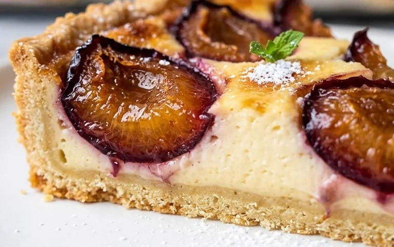 Pflaumentarte mit Pudding-Schmand-Guss
