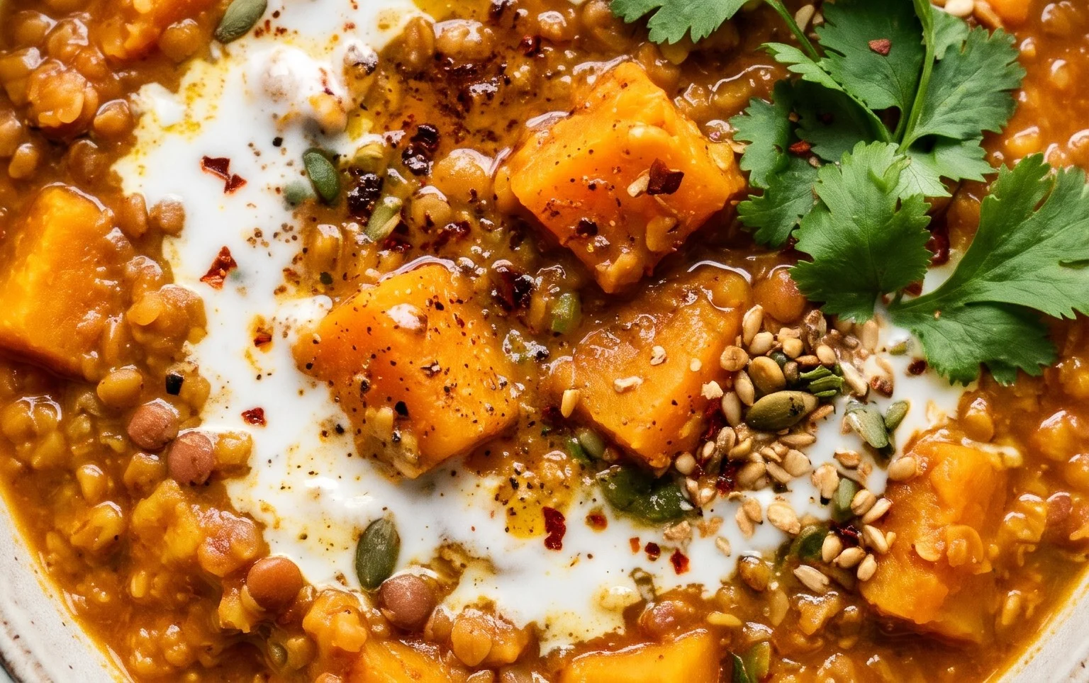 Linsen-Curry mit Kürbis und Kokosmilch