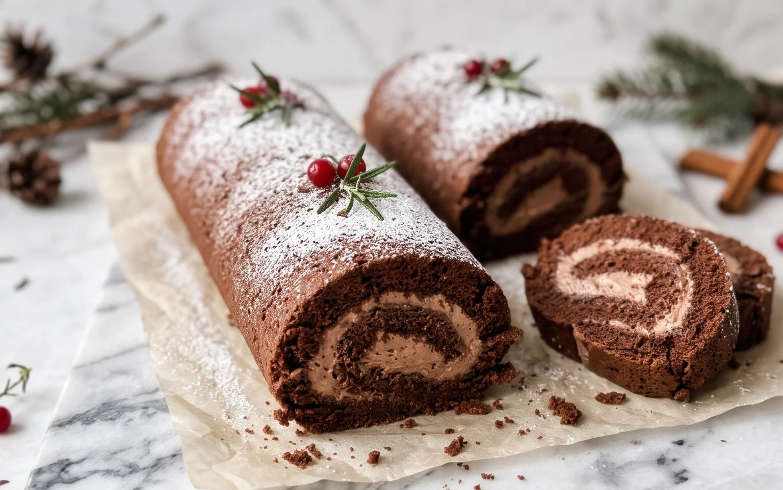 Weihnachtliche Schokorollen